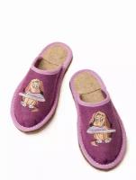 Тапочки домашние женские войлочные AVVA LAV / авва ЛАВ 106LLH (39-40) фиолетовые, вышивка щенок