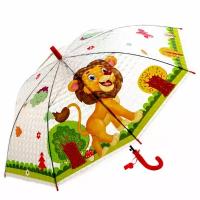 Детский зонт с полуавтоматическим механизмом, 3D рисунок, Лев