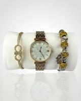 Часы наручные с браслетами в стиле Pandora, подарочный набор