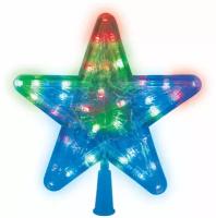 Украшение светодиодное для ёлки Звезда-1 (22 см, 30 светодиодов, Разноцветный свет, Прозрачный провод)
