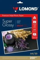 200 г/м, A4, Super Glossy Bright Premium фотобумага, 20 листов Lomond 1101112