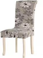 Чехол LuxAlto на стул со спинкой Jersey универсальный на резинке Пастельные цветы, 1 шт