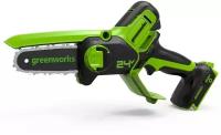 Цепная мини-пила Greenworks GD24CSMNX 24V 2008707 (15 см) бесщеточная аккумуляторная без аккумулятора и зарядного устройства