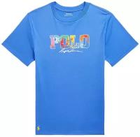 Футболка Polo Ralph Lauren XL подростковая синяя с цветным большим лого
