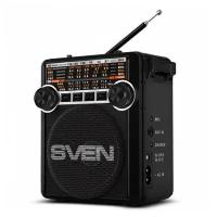 SVEN SRP-355, черный, радиоприемник (мощность 3 Вт (RMS), FM/AM/SW, USB, SD/microSD, фонарь, встроенный аккумулятор)