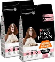 PRO PLAN ADULT 7+ OPTIDERMA MEDIUM & LARGE SENSITIVE SKIN для пожилых собак средних и крупных пород с чувствительной кожей с лососем и рисом(3 + 3 кг)