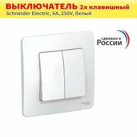 Выключатель двухклавишный внутренний BLANCA 6А белый Schneider Electric