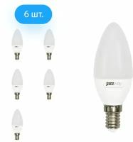 Светодиодная лампа JazzWay PLED Super Power C37 9W эквивалент 75W 3000K 820Лм E14 свеча (комплект из 6 шт)