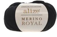 Пряжа Alize Merino royal черный (60), 100%шерсть, 100м, 50г, 1шт