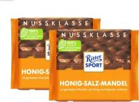 Шоколад Ritter Sport молочный солёный миндаль и мёд / шоколад Риттер спорт молочный с соленым миндалем и медом, 100г- 2 шт