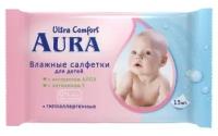 Влажные салфетки Aura Ultra comfort с экстрактом алоэ и витамином E