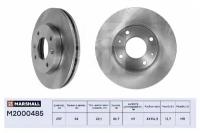 Тормозной диск передн. Hyundai Elantra III (XD) 00- / Matrix 01-, Kia Spectra I 06- (M2000485), Marshall M2000485