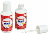 Корректирующая жидкость KORES FLUID,20мл, на быстросохнущей основе, кисточка 2 штуки