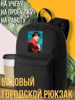 Черный школьный рюкзак с DTF печатью Музыка BTS - 1348
