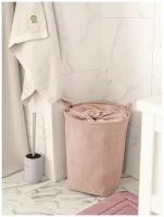 Вельветовая корзина для белья DeNASTIA 36х45 см, цвет розовый H000041