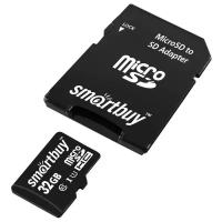 Карта памяти microSD Smartbuy 32GB Class10 UHS-I (U1) 10 МБ/сек с адаптером