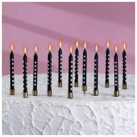 Свечи в торт "Золотая звезда", 12 шт, чёрные