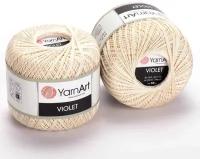 Пряжа YarnArt Violet молочный (6282), 100%мерсеризованный хлопок, 282м, 50г, 3шт