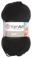 Пряжа для вязания YarnArt Baby (ЯрнАрт Беби) - 1 моток 585 черный, гипоаллергенная для детских изделий, 100% акрил, 150м/50г