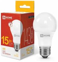 Лампа светодиодная IN HOME LED-A60-VC (4690612020266), E27, A60, 15 Вт, 3000 К