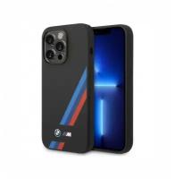 Чехол CG Mobile BMW M-Collection Liquid silicone Tricolor lines Hard для iPhone 14 Pro Max, цвет Черный (BMHCP14X22SOTK)