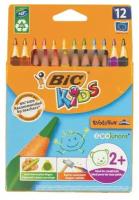 Карандаши цветные утолщенные BIC "Kids Evolution Triangle", 12 цветов, пластиковые, трехгранные, картонная упаковка. 2 ед. товара