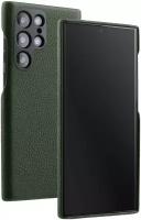 Кожаный чехол накладка Melkco для Samsung Galaxy S22 Ultra - Origin Regal Snap Cover, темно-зеленый