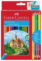 110336 Карандаши цветные Faber-Castell "Замок", 36цв, шестигр, заточ.+6цв.+ч/г кар.+точилка, картон, европодвес