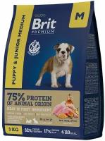 Сухой корм для щенков и молодых собак Brit Premium Puppy and Junior Medium с курицей