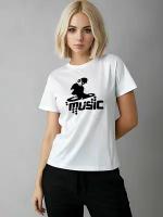 Футболка женская Printech Woman "Музыка Диджей Техно Хаус Music Time DJ Ритм Звук" Белая XS FJ-GB55P5/WH-XS