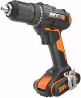 Дрель-шуруповерт аккумуляторная WORX WX108, 50Нм, 20В, 2Ач x2, ЗУ 2А, кейс