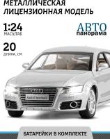 Машина "автопанорама" Audi A7, серебряный, 1/24, свет, звук, в/к 24,5*12,5*10,5 см