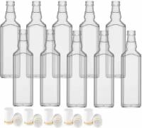 Бутылка стеклянная гуала "Штоф", 0.5 л. + Пробка-колпачок "Гуала", полимерная, белая с золотыми кольцами, Н58 мм. - 10 шт