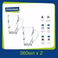 Набор стеклянных кружек Glasslock RM405-2 (360ml х 2), кружки для чая / кружки для кофе / стеклянные кружки / кружки стеклянные / стаканы / чашки