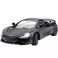 Машинка металлическая спорткар McLaren 720S Black 1:24, Коллекционная модель для взрослых, Игрушечный автомобиль с звуковыми и световыми эффектами