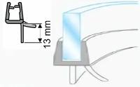 Уплотнитель С24 нижний, радиусный, для изогнутых дверей в душевой кабине. Для толщины стекла 8мм