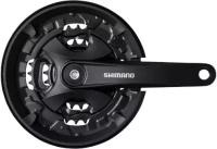 Система шатунов Shimano MT101, 175 мм, 3x9 ск, Кв, 40/30/22, с защитой от цепи, с болтами Черный