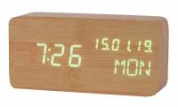 Настольные часы со звуком Настольный световой будильник для детей Деревянный календарь с современной регулируемой яркостью