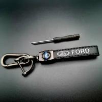 Брелок Ford для авто и мото ключей, из нержавеющей стали и кожи, с карабином