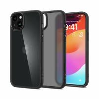 Гибридный чехол Spigen Ultra Hybrid Matte для iPhone 15 (Затемнённый прозрачный|Чёрный | Frost Black)