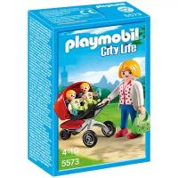 Конструктор Playmobil Мама с близнецами в коляске (Mother with Twin Stroller), арт.5573