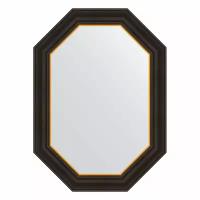 Зеркало настенное Polygon EVOFORM в багетной раме чёрное дерево с золотом, 53х73 см, для гостиной, прихожей, спальни и ванной комнаты, BY 7285
