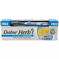 Набор для чистки зубов Dabur Herb’l Соль и лимон, 150 мл, blue