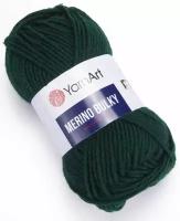 Пряжа Yarnart Merino Bulky темно-зеленый (590), 70%акрил/30%шерсть, 100м, 100г, 1шт