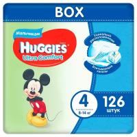 Huggies подгузники Ultra Comfort для мальчиков 4 (8-14 кг), 126 шт