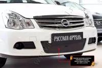 Защитная сетка и заглушка решетки переднего бампера для Nissan Almera 2014-2018, шагрень, шт (SBNA2-045002)