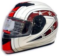 Мотошлем интеграл, закрытый шлем для мотоцикла VCAN V121 L(59-60) белый красный