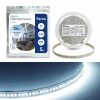 Светодиодная LED лента Feron LS502, 180SMD(2835)/м 16Вт/м 24V 5000*10*1.22мм 6000К, 41529