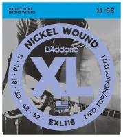 EXL116 XL NICKEL WOUND Струны для электрогитары Meduim Top/Heavy Bottom 11-52 D`Addario