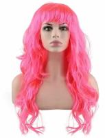 Карнавальный праздничный парик из искусственного волоса Riota Локоны, 160 гр, ярко-розовый, 1 шт
